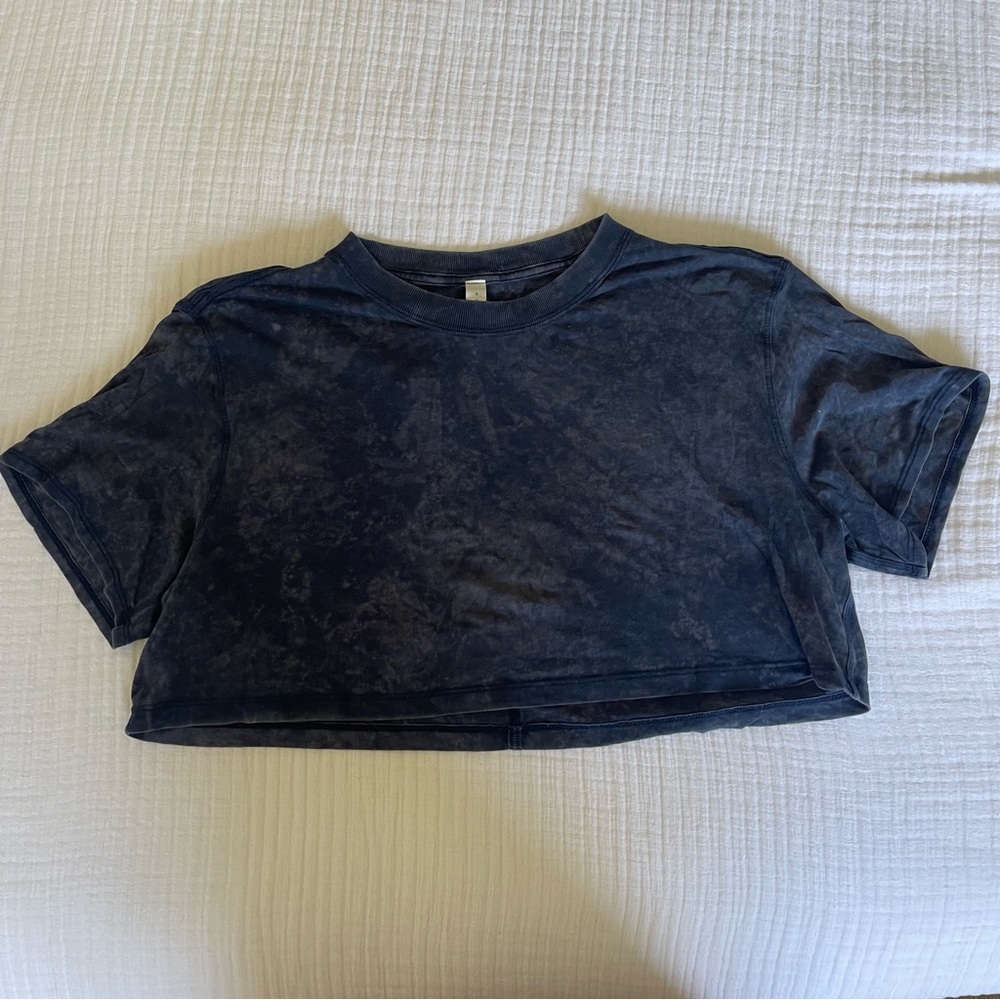 Lululemon Blue Acid Wash Cropped Tee